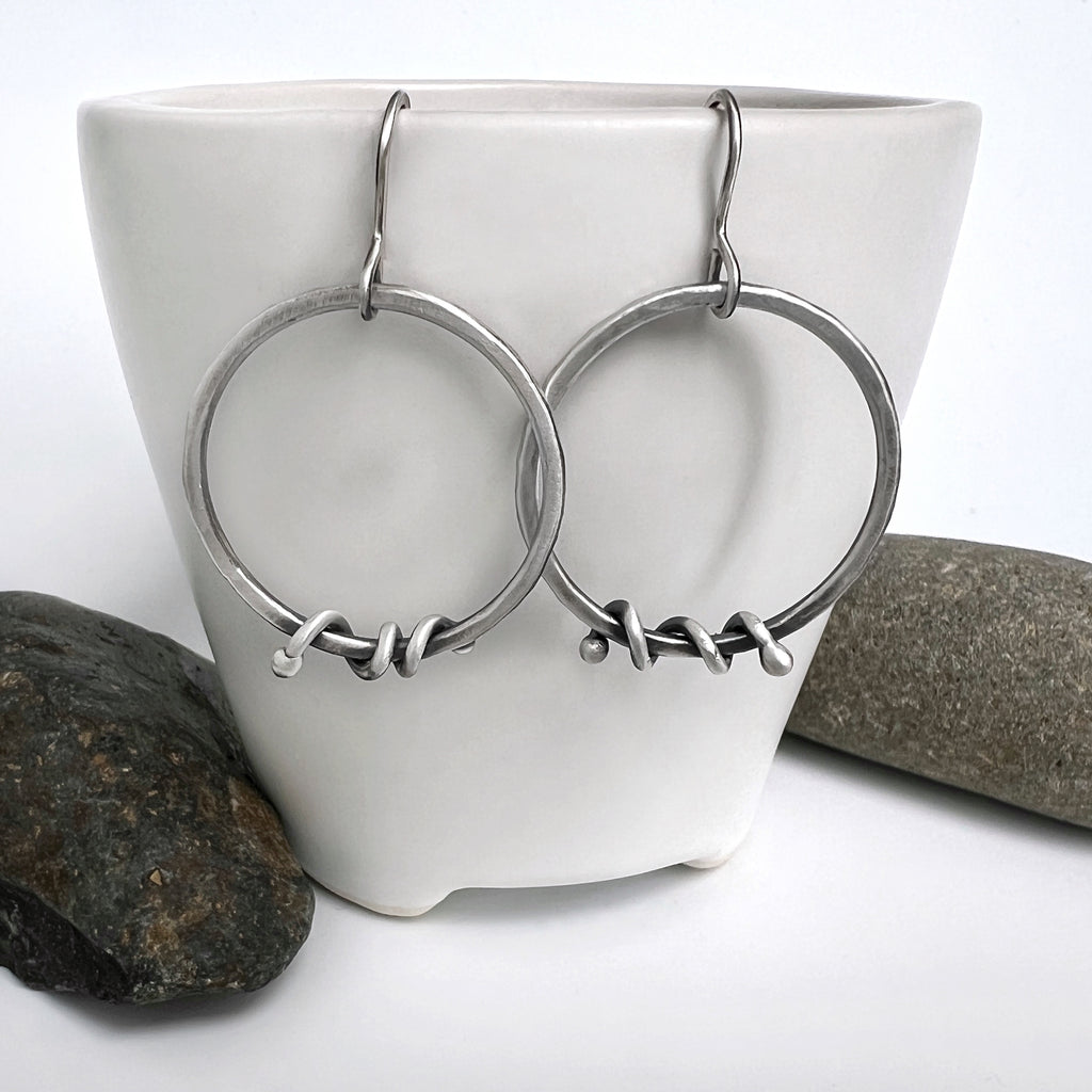 Silver Wrapped Hoop Earrings