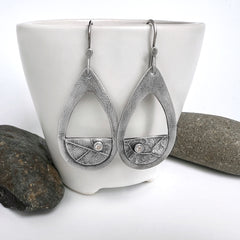 Silver Teardrop Leaf Earrings