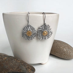 Silver and Gold Aster Earrings
