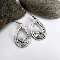 Silver Teardrop Leaf Earrings