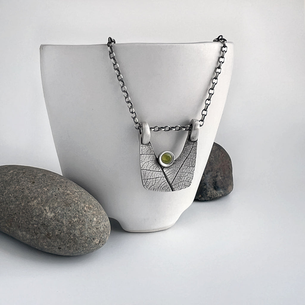 Modern Silver Leaf Necklace 2