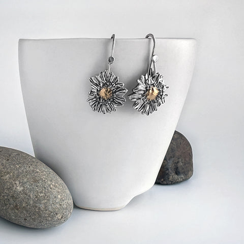 Silver and Gold Aster Earrings