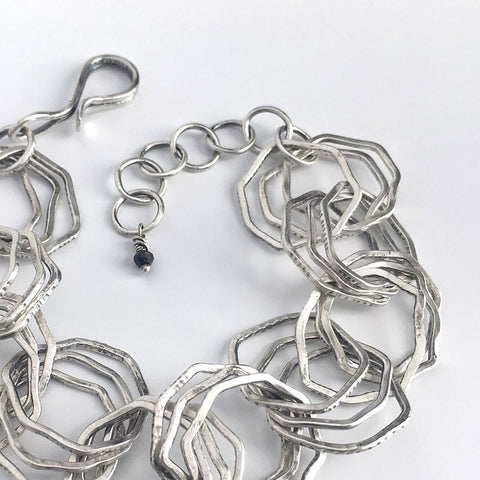 Silver Tri Octagon Link Bracelet