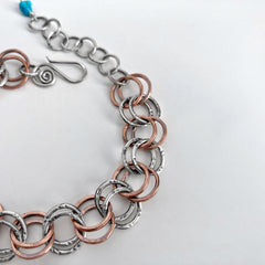 Silver and Copper Circles Bracelet