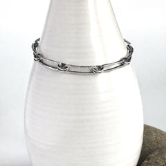 Curved Rectangle Silver Link Bracelet