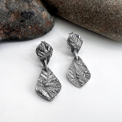 Fern Print Dangle Post Earrings