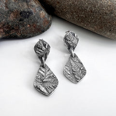 Fern Print Dangle Post Earrings