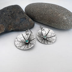Round Leaf Earrings With Turquoise