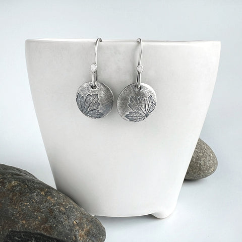 Round Silver Geranium Earrings 2