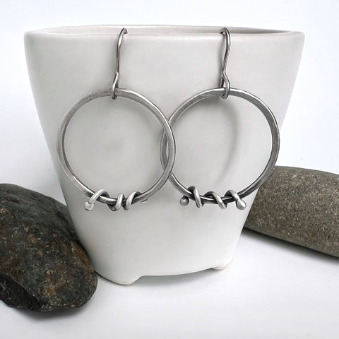 Silver Wrapped Hoop Earrings