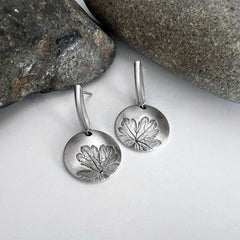 Round Silver Geranium Post Earrings