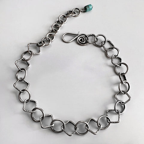 Silver Square and Circle Bracelet