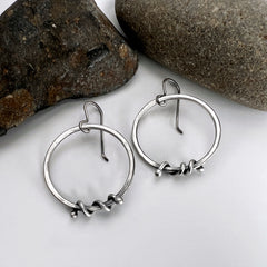 Silver Wrapped Hoop Earrings