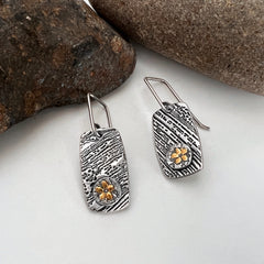 Gold Flower Dangle Earrings