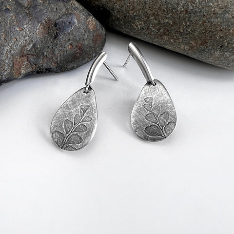 Lady Fern Teardrop Post Earrings
