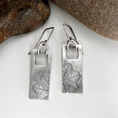 Silver Rectangle Nasturtium Earrings 2
