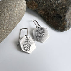 Hexagon Leaf Print Earrings