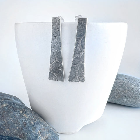 Silver Violet Triangle Post Earrings