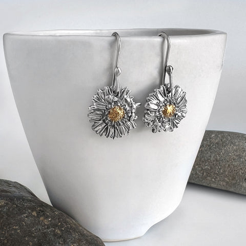 Silver and Gold Aster Earrings 2