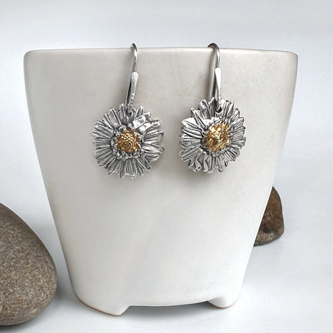 Silver and Gold Aster Earrings 2