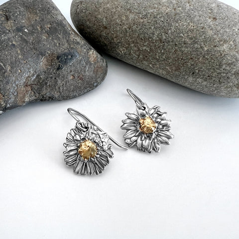 Silver and Gold Aster Earrings 2