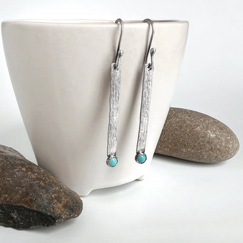 Turquoise and Silver Bar Earrings