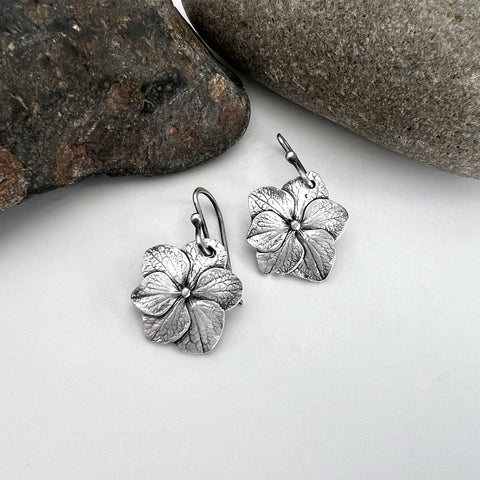 Hydrangea in Silver Earrings