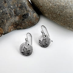 Round Silver Geranium Earrings