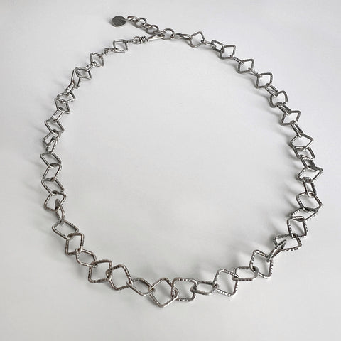 Square Textured Silver Necklace