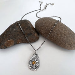 Silver and Gold Aster Teardrop Necklace