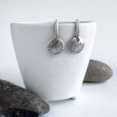 Round Silver Geranium Post Earrings
