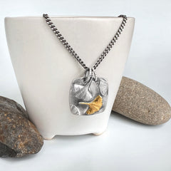 Silver and Gold Ginkgo Necklace