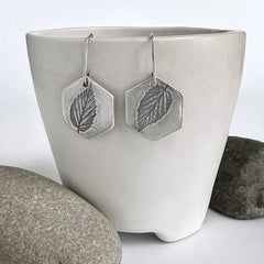 Hexagon Leaf Print Earrings