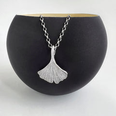 Silver Ginkgo Leaf Necklace 1