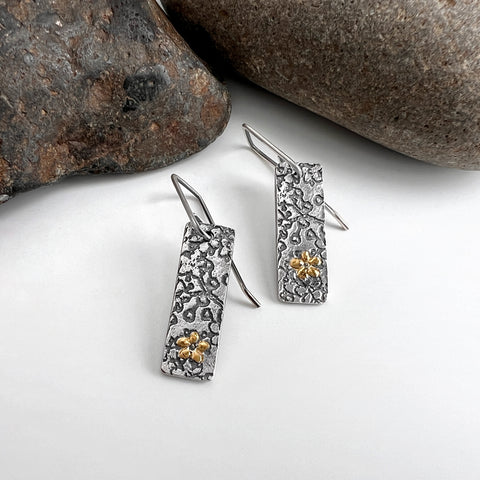 Silver and Gold Cherry Blossom Earrings