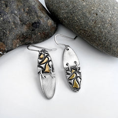 Silver and Gold Asymmetrical Earrings