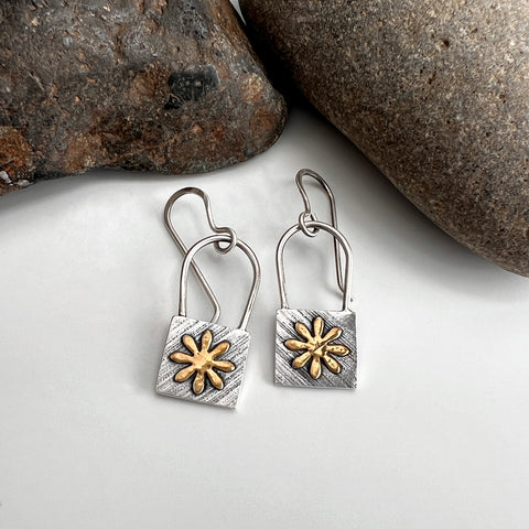Gold Flower Dangle Earrings