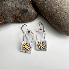 Gold Flower Dangle Earrings
