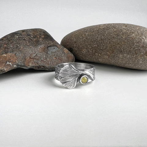 Silver Ginkgo Leaf Ring