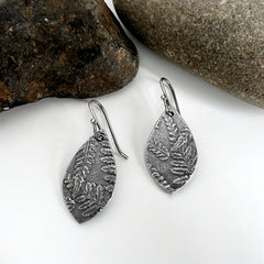 Silver Fern Teardrop Earrings