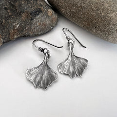 Small Silver Ginkgo Earrings