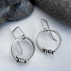 Silver Wrapped Hoop Earrings