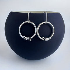 Silver Wrapped Hoop Earrings