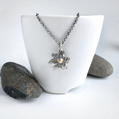 Small Silver Flower Necklace