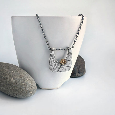 Modern Silver Leaf Necklace 3