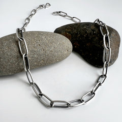 Fine Silver Paper Clip Chain Necklace