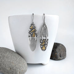 Silver and Gold Asymmetrical Earrings