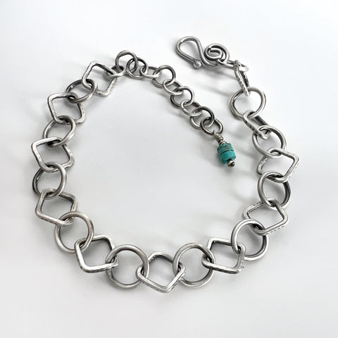Textured Silver Square and Circle Bracelet