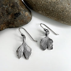 Small Silver Ginkgo Earrings