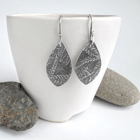 Silver Fern Teardrop Earrings